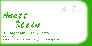 anett klein business card